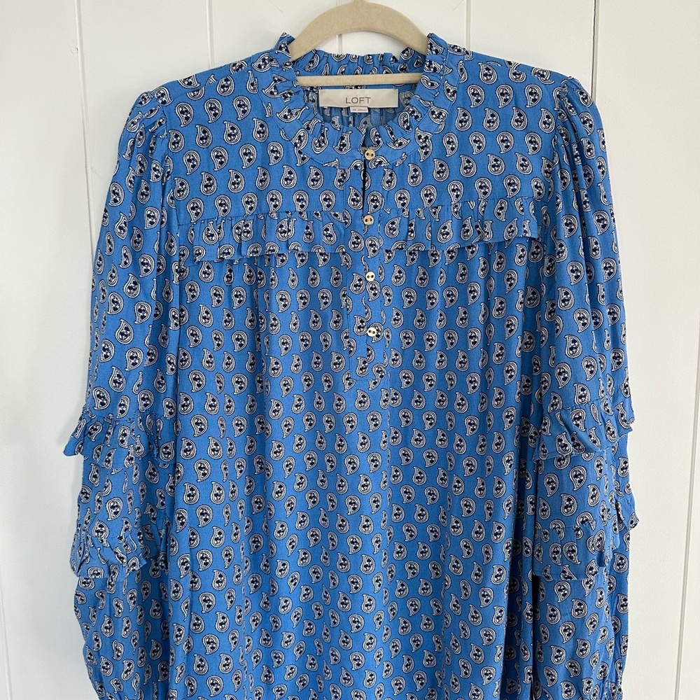 LOFT Floral Blue Blouse